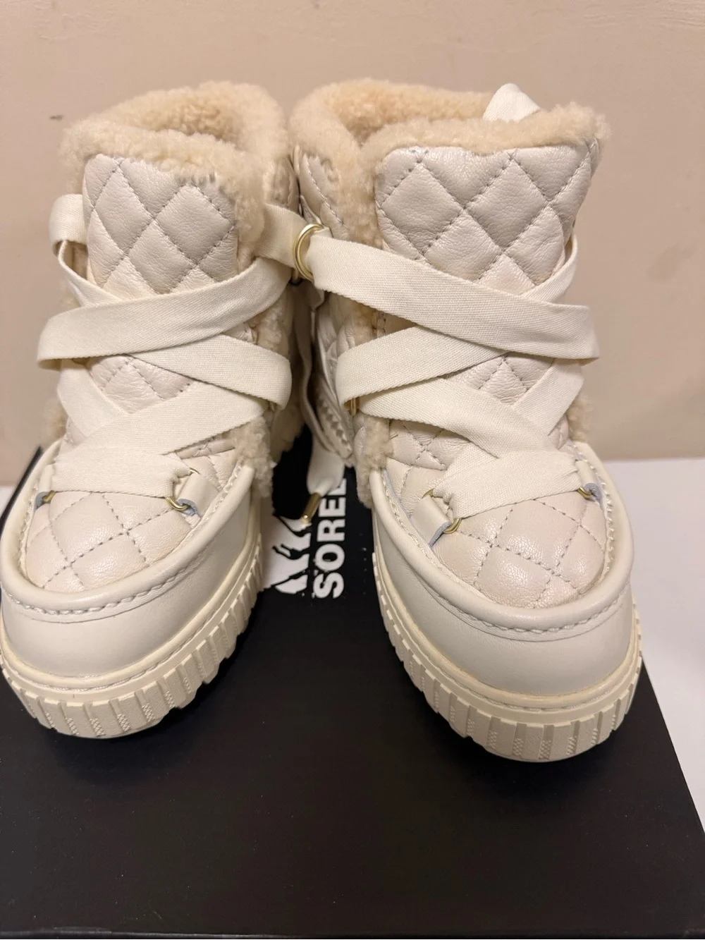 Sorel Quilted Faux-Shearling Winter Boot - Cream